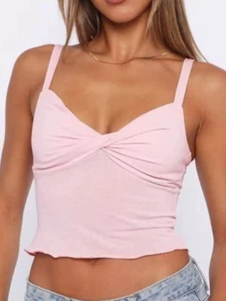 Twist-front cropped cami with sweetheart neckline