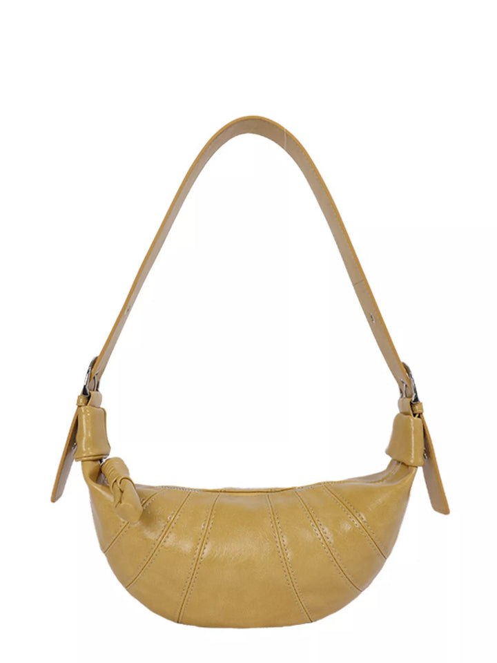 Croissant crossbody bag with adjustable strap and zip top