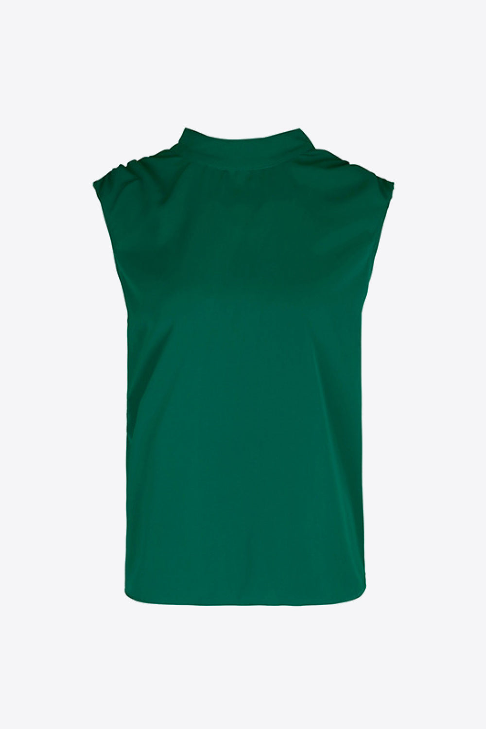 Tie-back mock neck sleeveless blouse