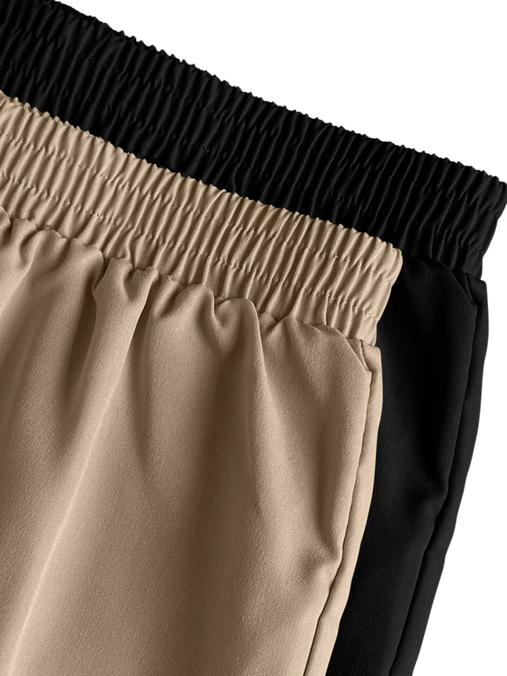 Elastic waist cargo jogger pants with flap pockets, 2-piece set
