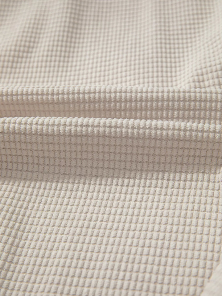 Waffle knit hooded jacket with snap flap pockets