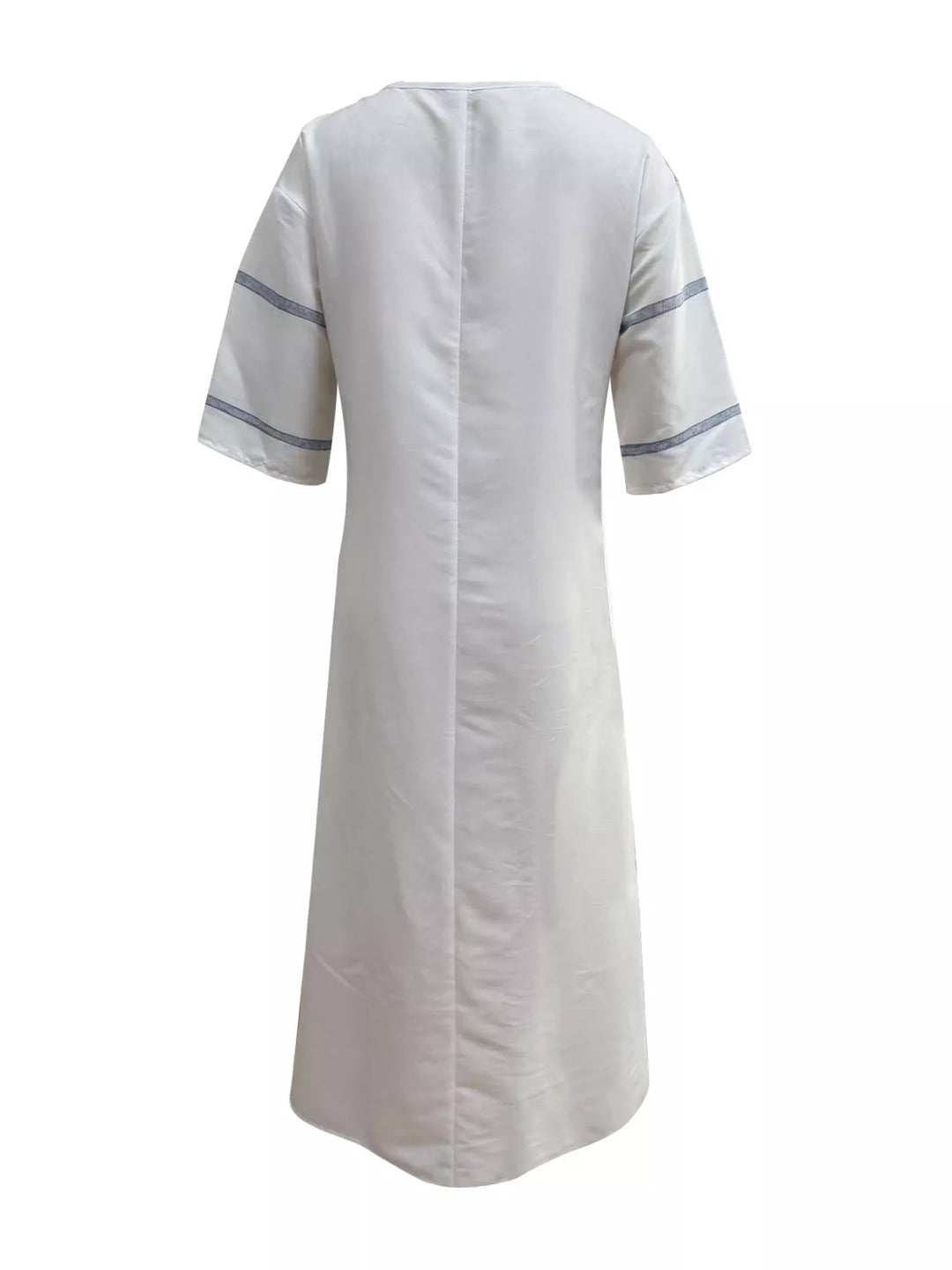 Striped V-neck maxi dress with patch pockets