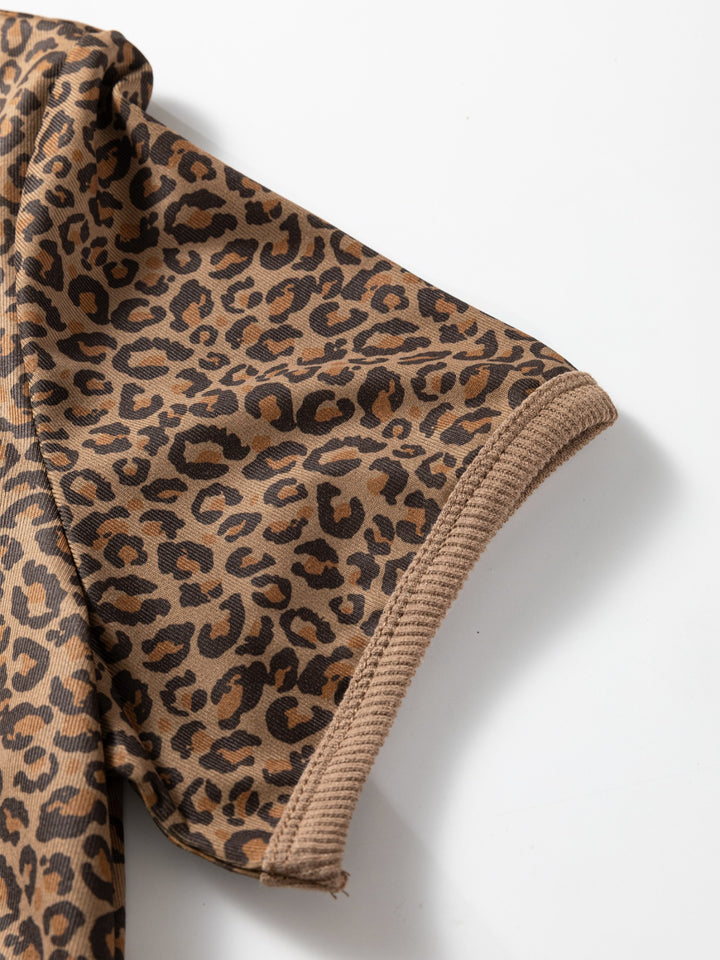 Leopard print short sleeve relaxed crew tee