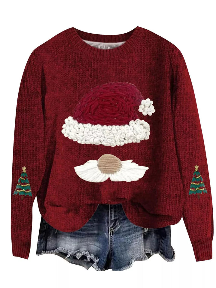 Red Santa graphic dropped shoulder crew neck sweater