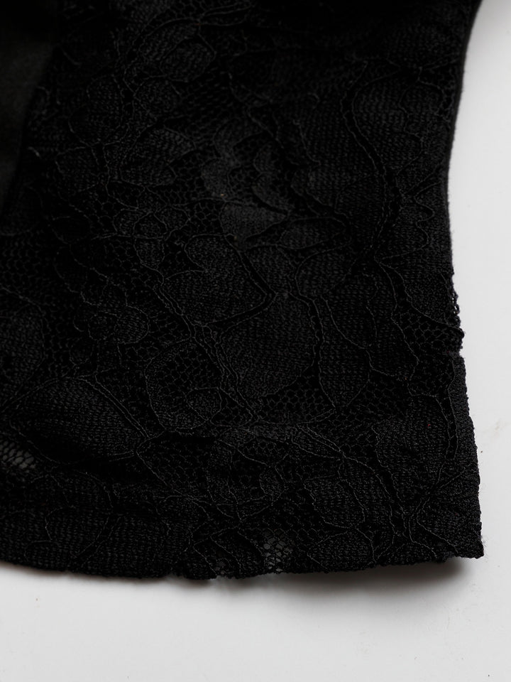 Lace-trim halter cami with sheer side panels