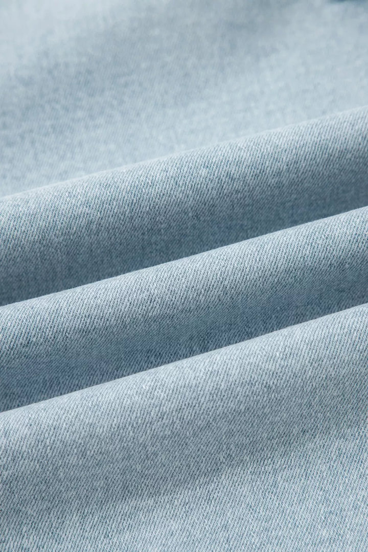 Utility pocket straight leg jeans with raw hem