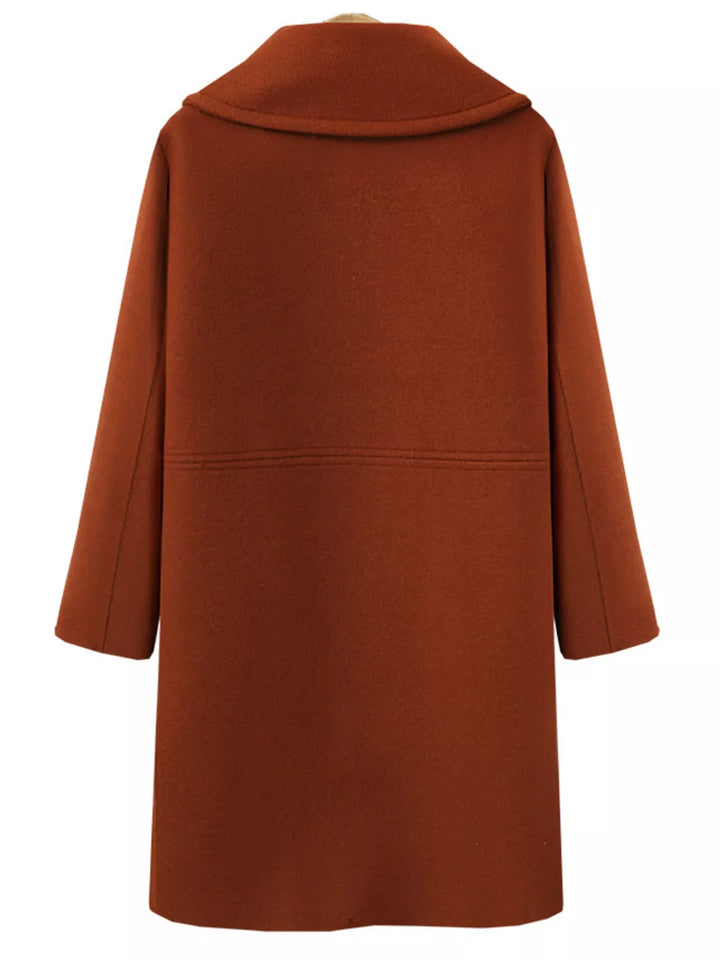 Double-breasted longline coat with notched lapel collar