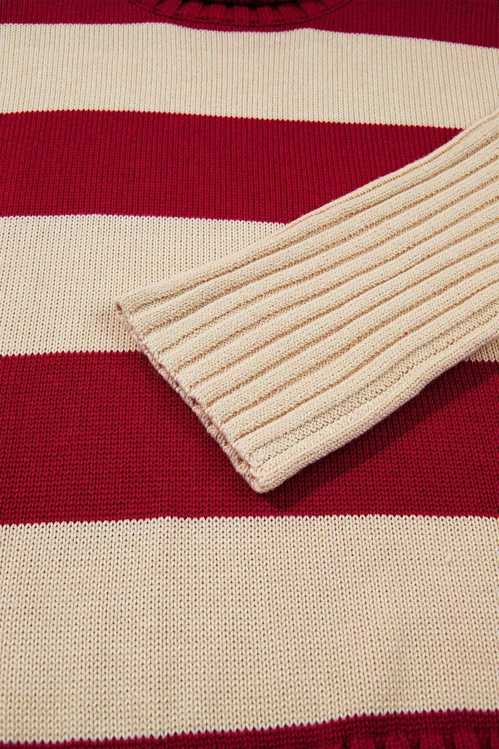 Striped turtleneck sweater with wide ribbed cuffs