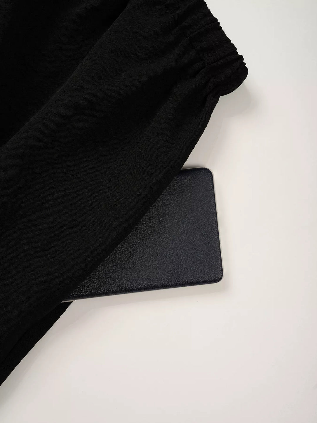 Linen-look drawstring wide-leg pants with side pockets