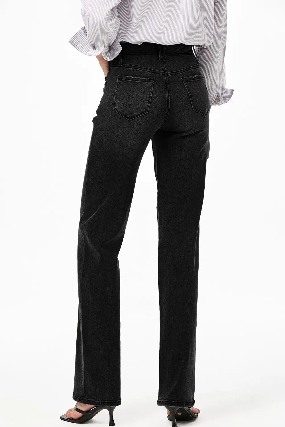 Vintage wash high-rise wide-leg jeans with patch pockets