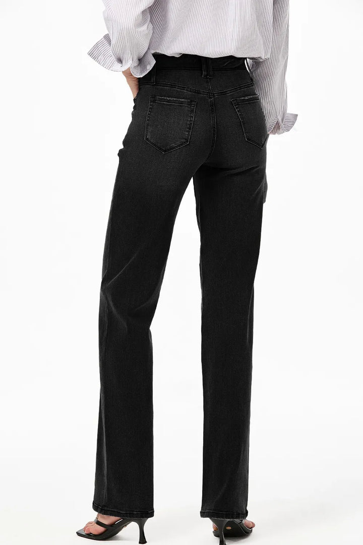 Vintage wash high-rise wide-leg jeans with patch pockets