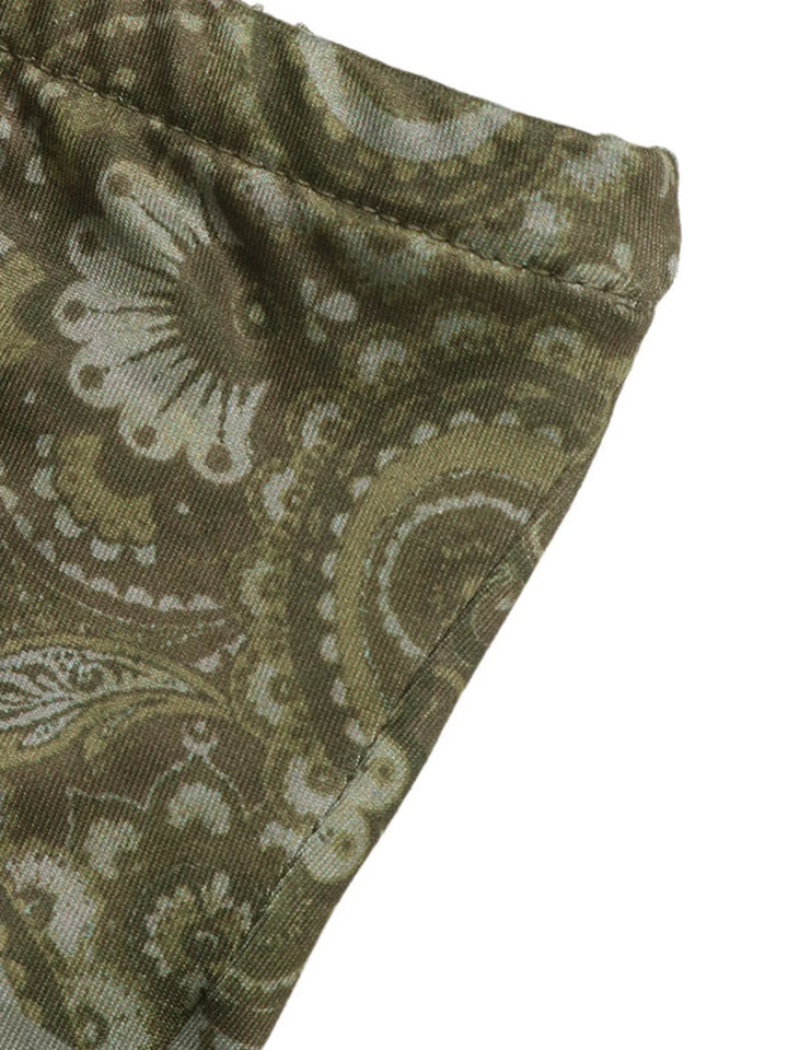 Paisley print strapless crop top with pointed hem