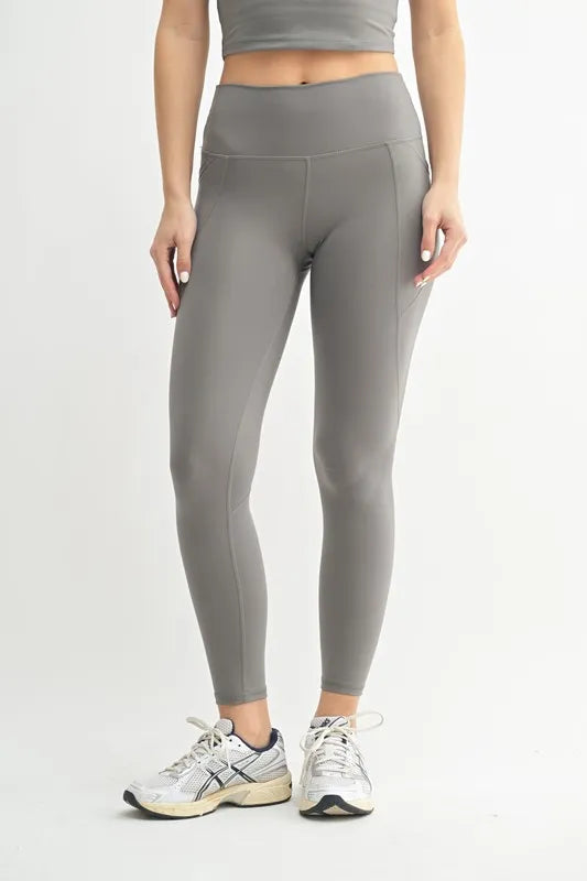 NEW PEWTER High-waisted sculpting leggings with side pockets