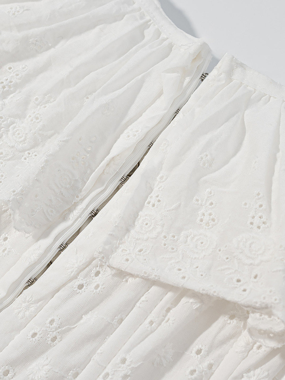 Eyelet ruffle-trim corset tank top with lace-up back