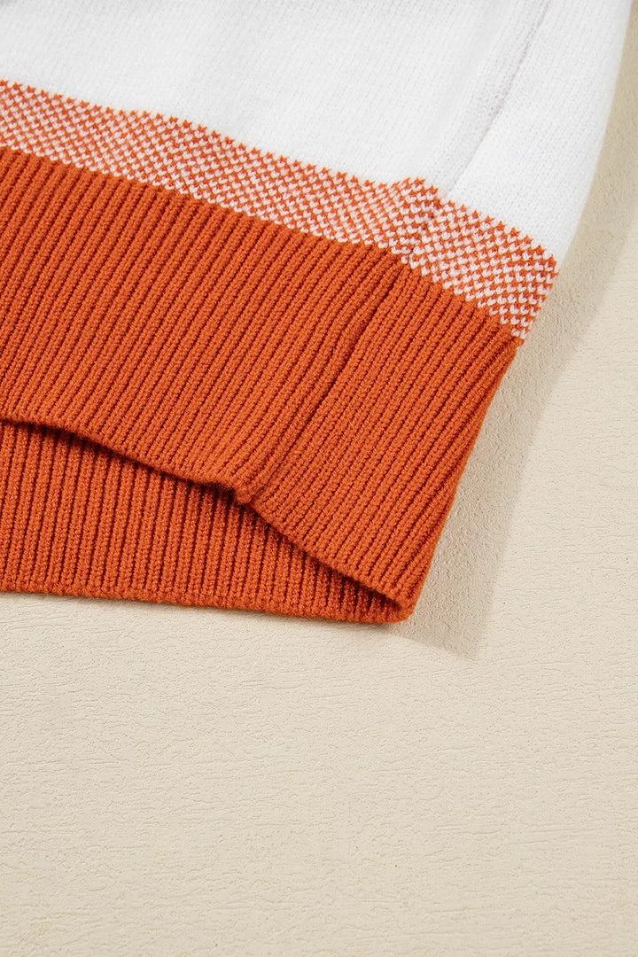 Color block stripe drop shoulder tunic sweater