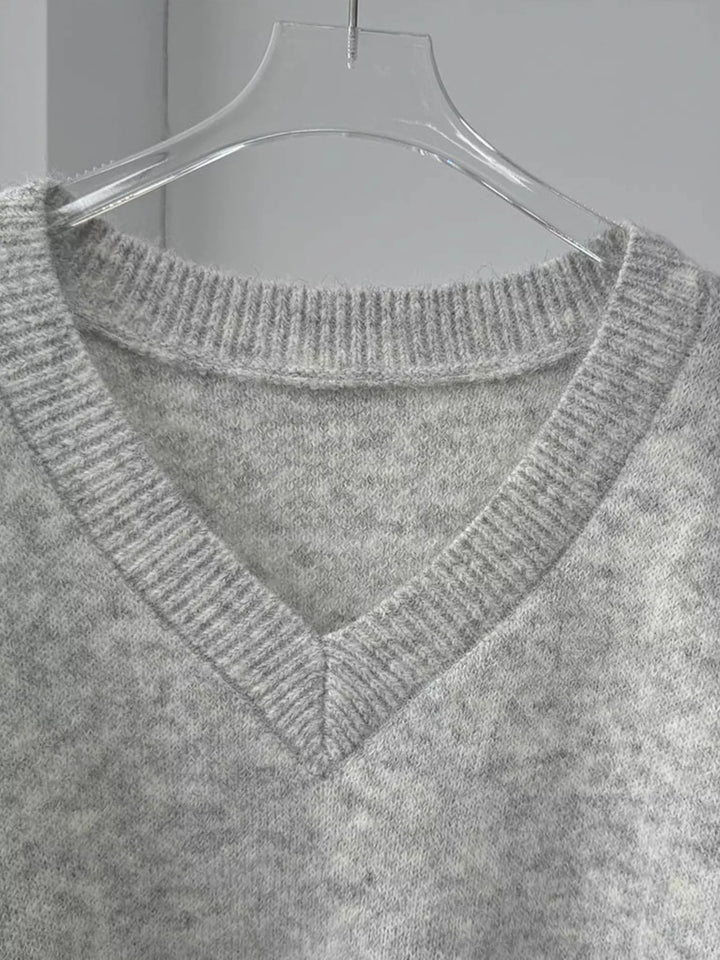 Oversized dropped-shoulder knit sweater with scarf
