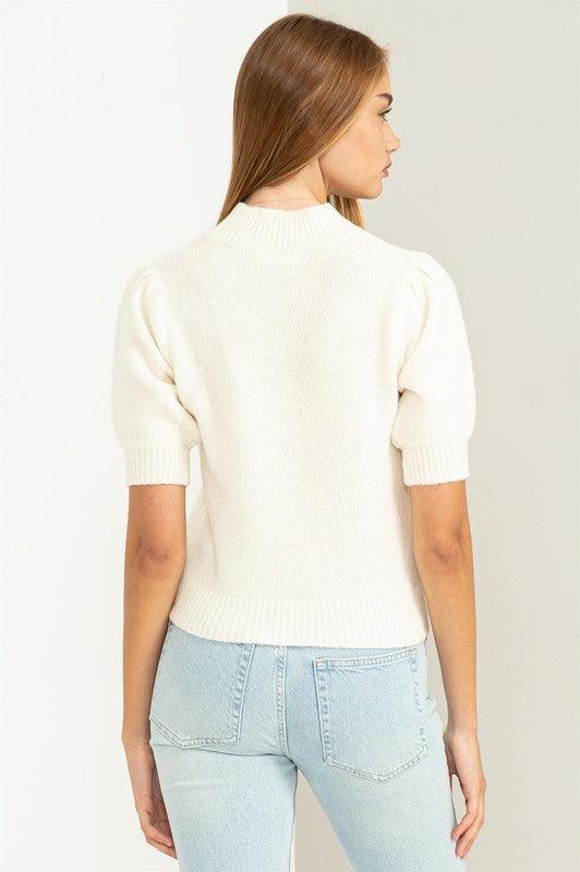 Lovely Embrace Puff Sleeve Sweater Top - Azoroh