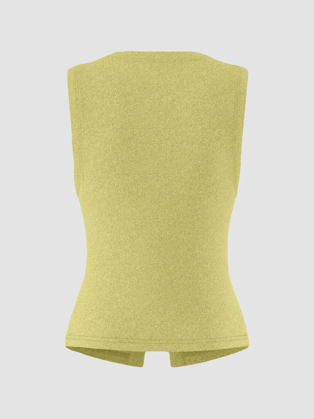 Ribbed mock-neck button-front sleeveless tank