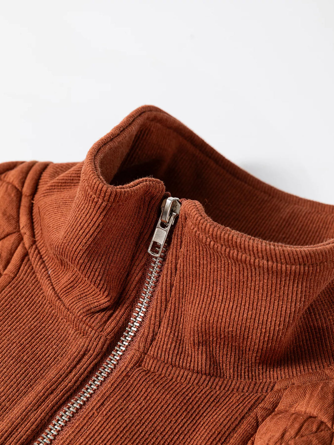 Geometric quilted half-zip pullover sweatshirt