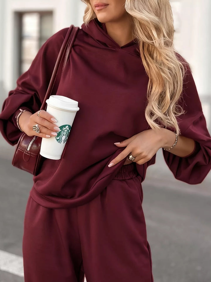 Oversized hoodie and cropped jogger two-piece set