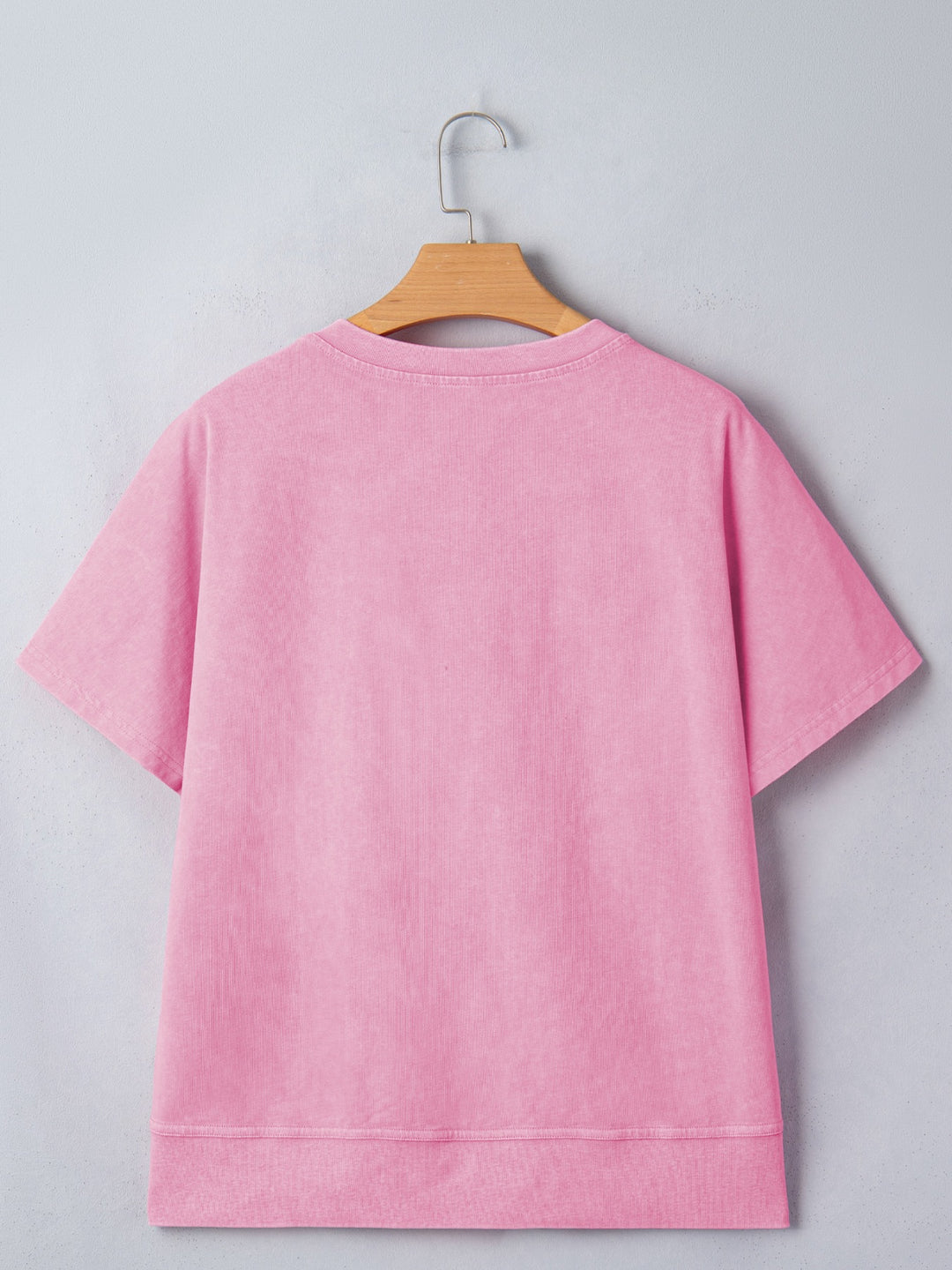 Mineral wash lace patchwork tee with notched neck