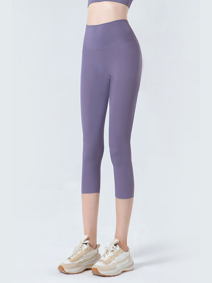 Wide waistband high-rise cropped workout leggings