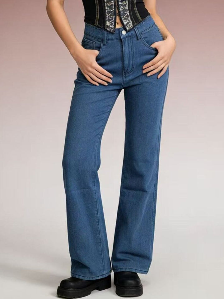 High-rise wide-leg jeans with butterfly back detail