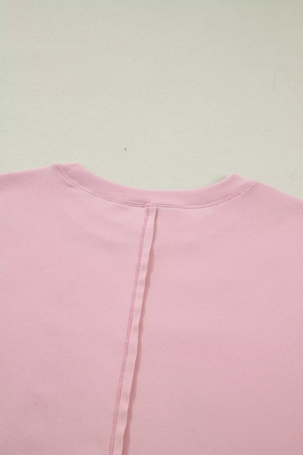 Crew neck top with bow-embroidered sheer lace sleeves