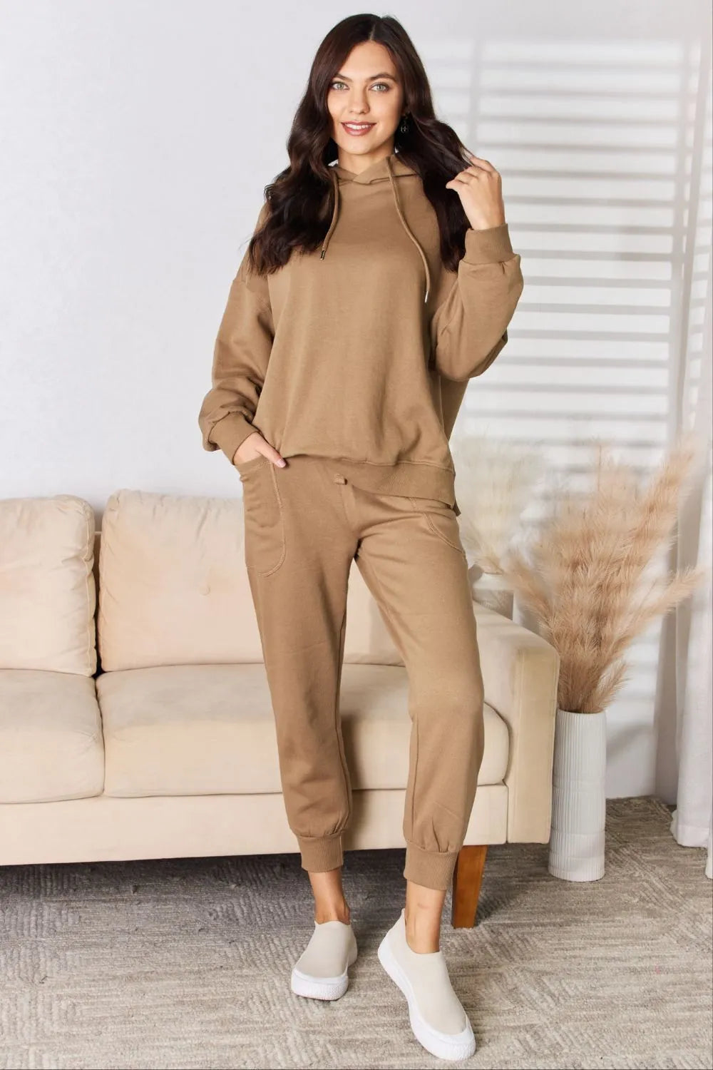 High-rise relaxed jogger pants with drawstring waist