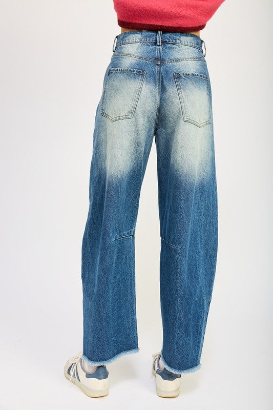 Horseshoe Wide Leg Denim Jeans Medium Wash in DENIM - cropped, maxi - view 8