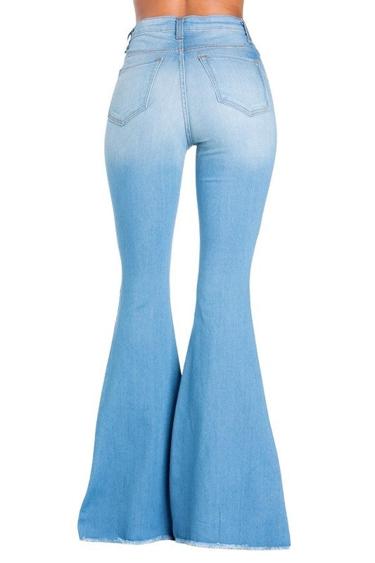 Logan Ultra-Stretch Bell Bottom Jeans | USA-Made Retro Flares in Light Wash - maxi, denim - view 4
