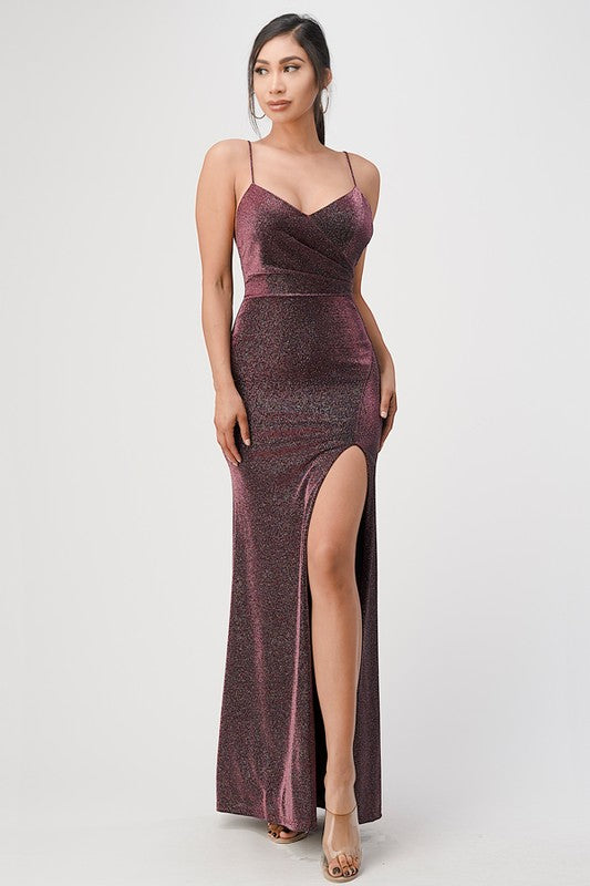 Luminosa Jacquard Mermaid Gown With Side Slit - mini, lace - view 24