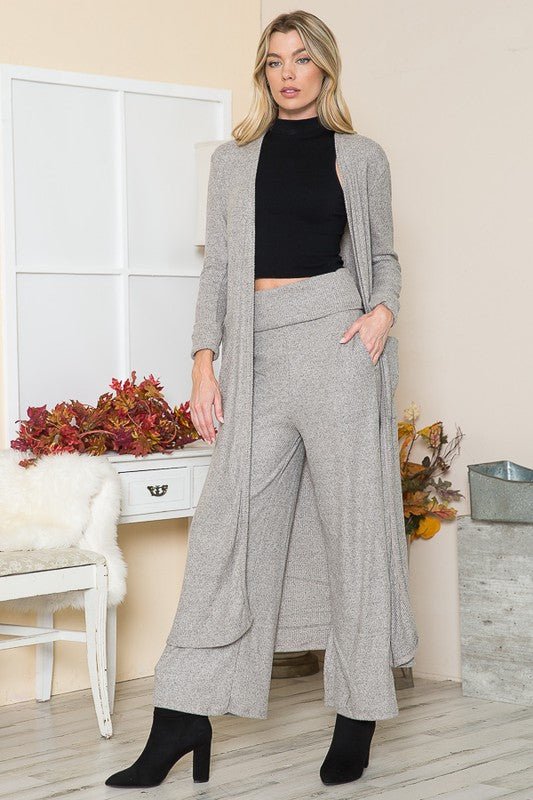 Luxe Brushed Ribbed Midi Cardigan With Pockets - turtleneck, midi - alternate view