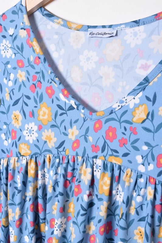 Meadowbrook V-Neck Floral Baby Doll Dress - v neck, mini - view 15