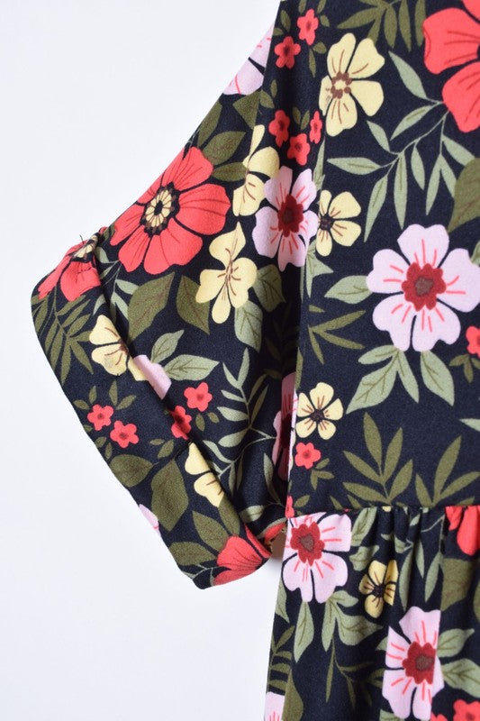 Meadowbrook V-Neck Floral Baby Doll Dress - v neck, mini - view 20