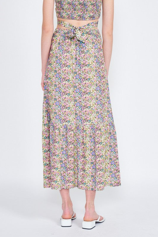 Meadowsweet Button-Front Floral Maxi Skirt in GREEN FLORAL - button front, maxi - view 5