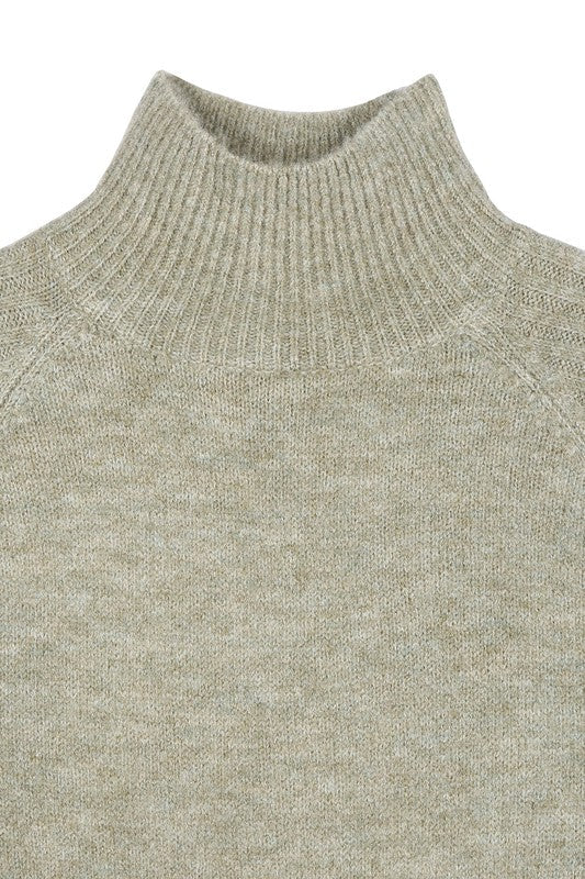 Melange Ribbed Mock Neck Crop Sweater - mock neck, cropped - view 23