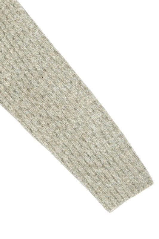 Melange Ribbed Mock Neck Crop Sweater - mock neck, cropped - view 24