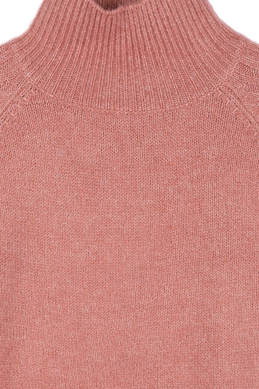 Melange Ribbed Mock Neck Crop Sweater - mock neck, cropped - view 27