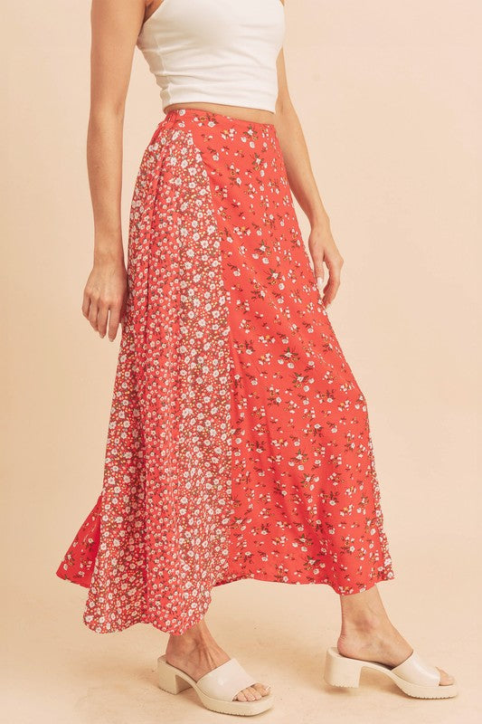 Melanie Floral Contrast Maxi Skirt - maxi, mini - detail view