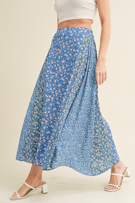 Melanie Floral Contrast Maxi Skirt in COBALT FLORAL - maxi, mini - view 8