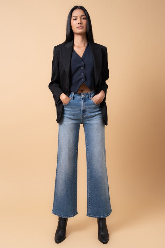 Montecito High Rise Relaxed Wide Leg Jeans in MEDIUM DENIM - wide leg, denim - front view