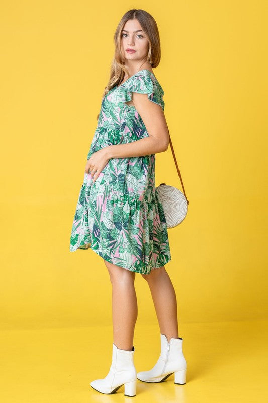 Paradise Breeze Flutter Sleeve Tiered Midi Dress - relaxed fit, midi - view 21