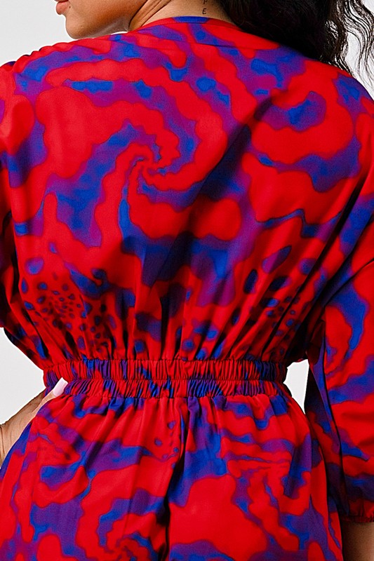 Passionate Plunge V-Neck Long Sleeve Romper in multi - v neck, mini - view 8