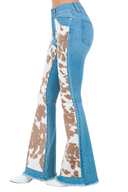 Rodeo Bell Bottom Stretch Denim Jeans - Western 32" Inseam in Light Blue - oversized, cropped - alternate view