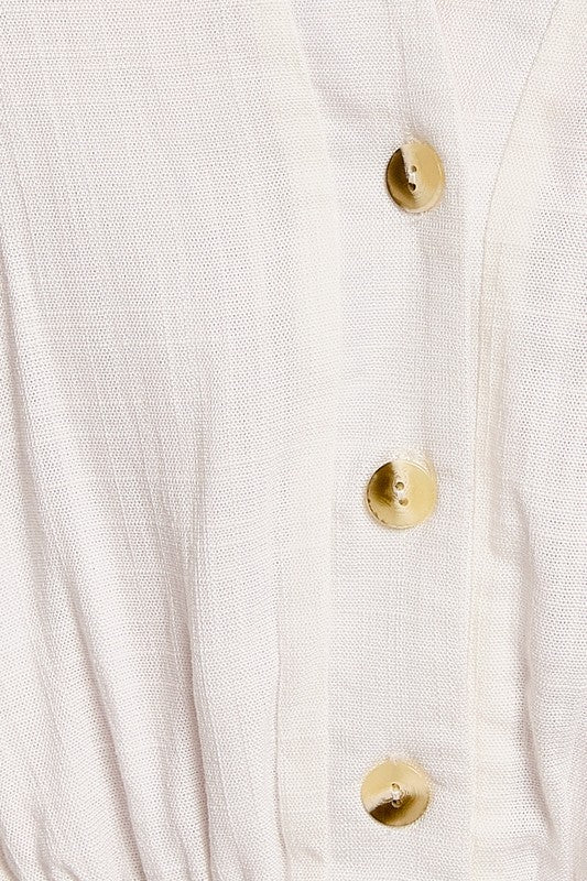 Santorini Button-Down Collared Sleeveless Romper in WHITE - cropped, sleeveless - view 7