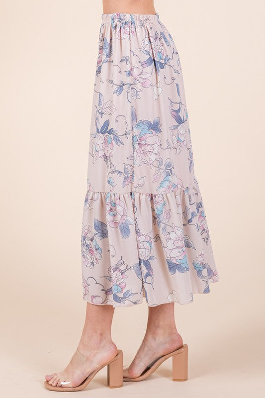 Santorini Ruffle Hem Floral Maxi Skirt in Lt. Pink - maxi, mini - view 5
