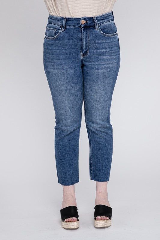 Savannah High Rise Slim Straight Curve-Loving Jeans in DELICATE - oversized, cropped - front view