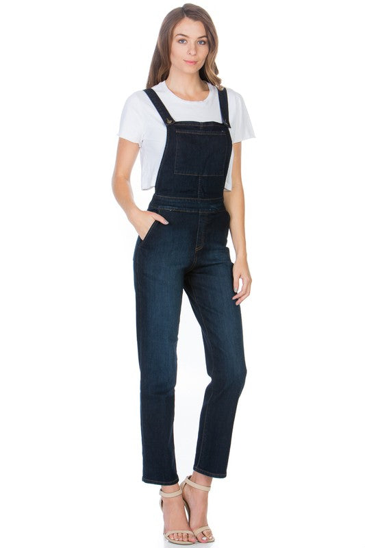 Serenity Classic Denim Overalls With Multi-Pocket Design - denim, pockets - alternate view