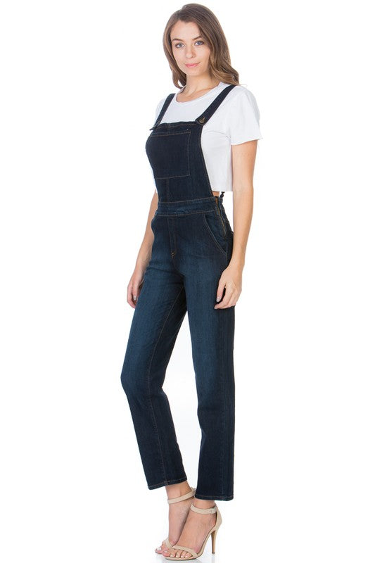 Serenity Classic Denim Overalls With Multi-Pocket Design - denim, pockets - detail view